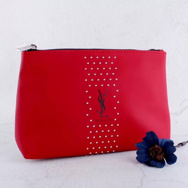 Ysl Beauty Red Makeup Cosmetics Bag  Trousse  Pouch Brand New